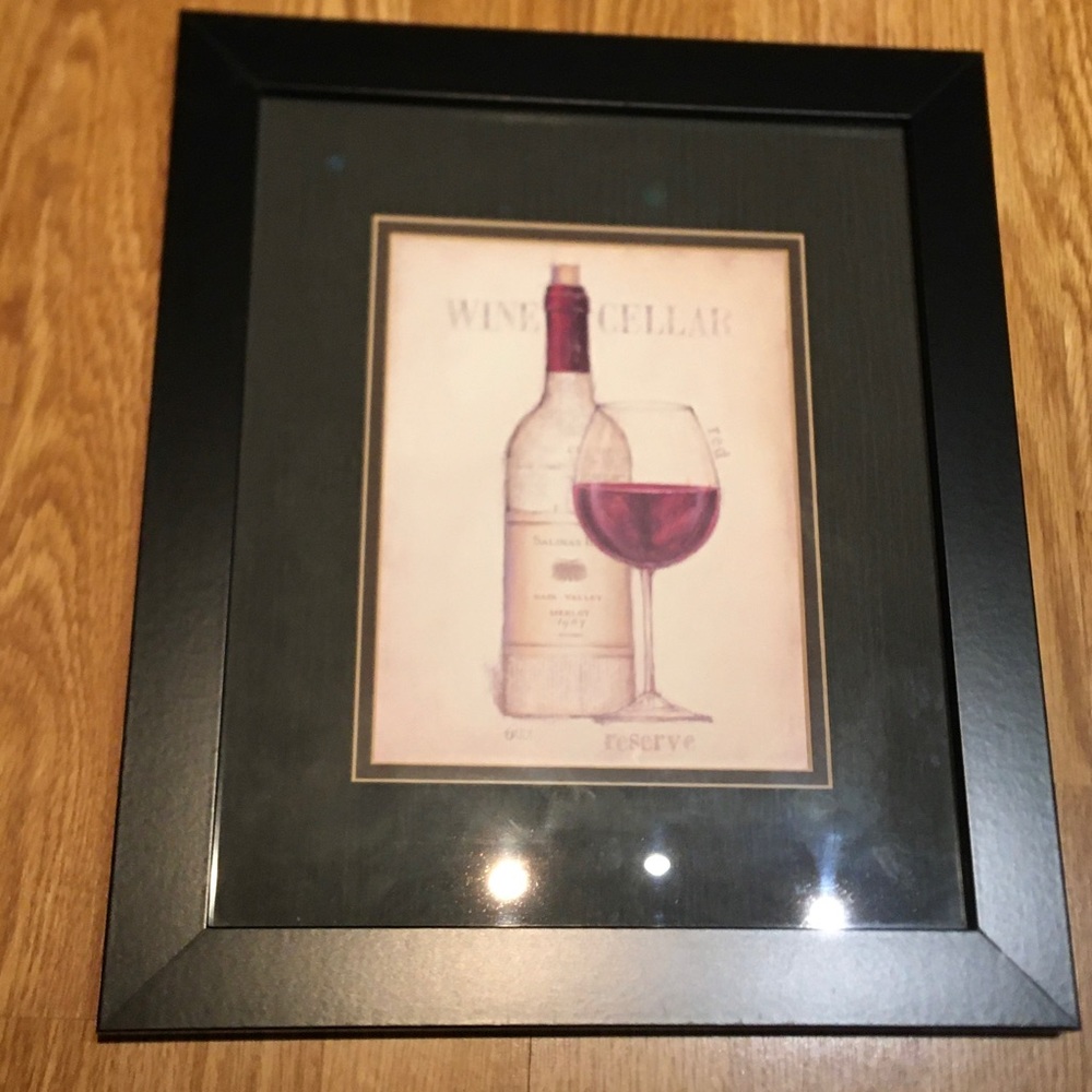 Wine Print in Black Frame 30cm x 33cm